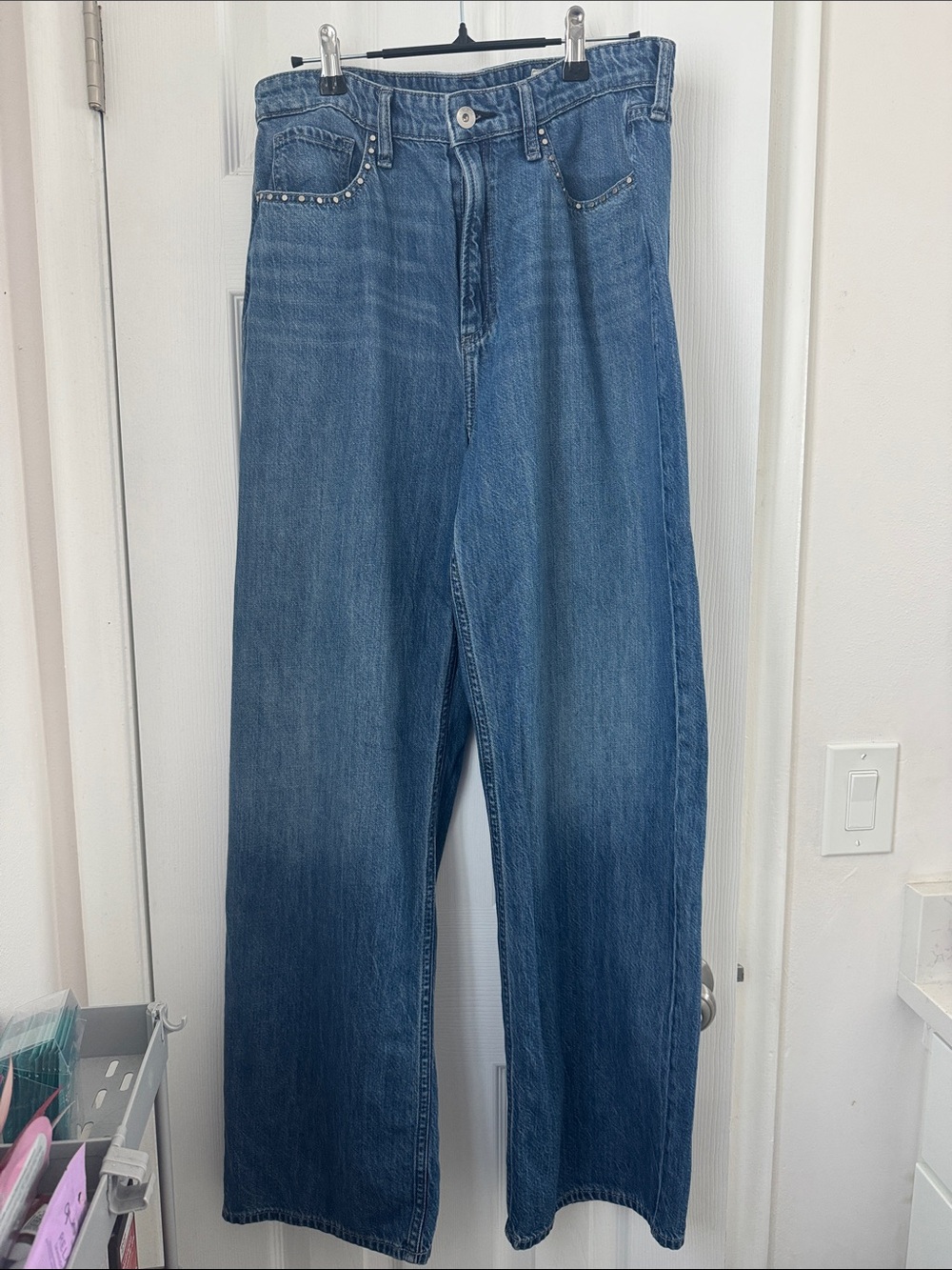 Never worn! Women's Rag & Bone Featherweight Wide-Leg Blue Denim Jeans
